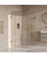 BRAUER Void Carving douchecabine met draaideur helder glas 90x140x200 incl. glascoating PVD goud geb