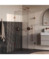 BRAUER Void Carving douchecabine met draaideur helder glas 90x100x200 incl. glascoating PVD koper ge
