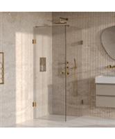 BRAUER Void Carving douchecabine met draaideur helder glas 90x100x200 incl. glascoating PVD goud geb