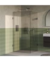 BRAUER Void Carving douchecabine met draaideur helder glas 100x100x200 incl. glascoating PVD RVS-kle