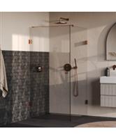 BRAUER Void Carving douchecabine met draaideur helder glas 100x100x200 incl. glascoating PVD koper g