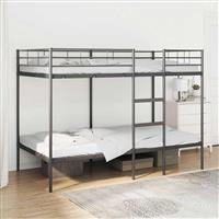 vidaXL Stapelbed zonder matras 100x200 cm staal zwart
