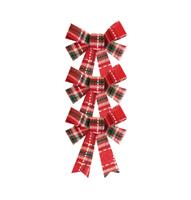 Rood Groene Strik Schotse Ruit 10cm 3st