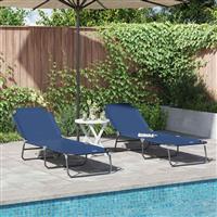 vidaXL Opvouwbare zonnebed 2-persoon 2 pcs Blauw 56 x 189 x 87cm Stof