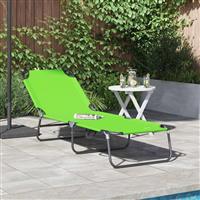 vidaXL Opvouwbare zonnebed 1-persoon Groen 56 x 189 x 87cm Stof