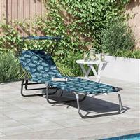 vidaXL Opvouwbare zonnebed met kussen Groen 56 x 190 x 81cm Stof