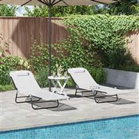 vidaXL Opvouwbare zonnebed 2 pcs Crème 182 x 55 x 85.5cm Textileen