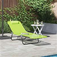vidaXL Opvouwbare zonnebed 1-persoon Groen 182 x 55 x 85.5cm Metaal