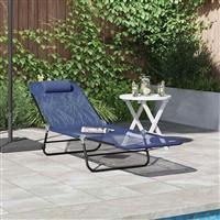 vidaXL Opvouwbare zonnebed Marineblauw 182 x 55 x 85.5cm Textileen