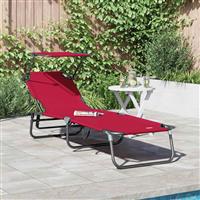 vidaXL Opvouwbare zonnebed met kussen Rood 56 x 190 x 81cm Stof