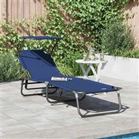 vidaXL Opvouwbare zonnebed met kussen Blauw 56 x 190 x 81cm Stof