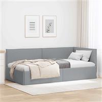 vidaXL Hoekbedframe met hoofdeinde Lichtgrijs 90 x 190 cm Stof