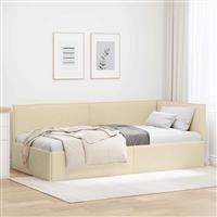 vidaXL Hoekbedframe met hoofdeinde Crème 80 x 200 cm Stof