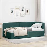 vidaXL Hoekbedframe met hoofdeinde Donkergroen 100 x 200 cm Stof