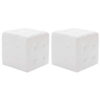 vidaXL Poef 2 st 30x30x30 cm kunstleer wit