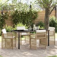 vidaXL Tuin Eetset 5 pcs Beige poly rattan