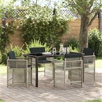 vidaXL Tuin Eetset 5 pcs Lichtgrijs poly rattan