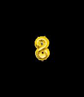 Folie ballon 40cm, nummer 8 goud