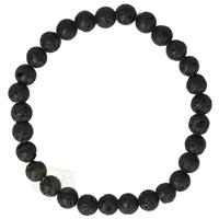 Armband - zwart lavasteen - 19 cm