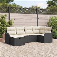 vidaXL Tuin Sofa Set met kussen met opslag 6 pcs Zwart Poly riet