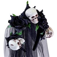 Halloween Haarband Bruidsluier Schedel En Roos