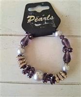 Stretch Armband met Aubergine, Zilver en Strass
