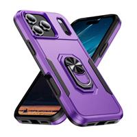 iPhone 17 - Militair Shockproof Hoesje met Kickstand - Grip Socket Magnetische Cover Case - Paars