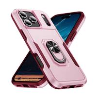 iPhone 17 Air - Militair Shockproof Hoesje met Kickstand - Grip Socket Magnetische Cover Case - Roze