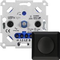 Proventa Premium LED Dimmer compleet met afdekraam - Universeel voor alle dimbare lampen - Zwart