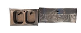 Occasion - Dubbele spoelbak met tapblad 200x50 cm