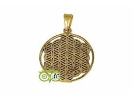 Bloem des Levens hanger messing goudkleurig (3 cm) ( Flower of Life)