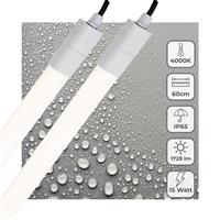 LED TL Armatuur 1725 lumen - 15W - Koelwit 4000K - 60cm - IP65 Waterdicht - IK06 - 2 stuks