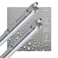 2 PACK - LEDs Light LED TL armatuur met lamp 120 cm - Koud wit licht 6500 K - Waterdicht - Complete