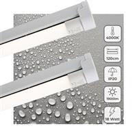 LED TL-armatuur 1900 lumen - 18W - Koelwit 4000K - Vervangbare buis - 120cm - 2 stuks