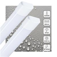 LED Balk 2330 Lumen - 18W - Koelwit - IP40 - 60cm - Geïntegreerde LED - 2 stuks