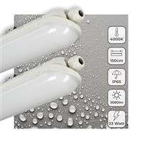 LED TL Armatuur Compleet Koelwit 4000K - 23W 3680 lumen - 150cm IP65 Waterdicht IK08 - 2 stuks
