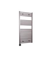 Electrische Wifi Radiator Sanicare HPW Carini 111,8x60 cm Inox-look Met Thermostaat Zwart Linksonder