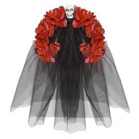 Halloween Haarband Zwart Rood Sluier