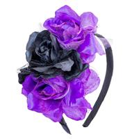 Dia De Los Muertos Haarband Zwart Paars Bloemen