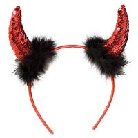 Halloween Haarband Zwart Rood Duivel Hoorns