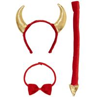 Halloween Accessoireset Rood Duivel Haarband, Strik En Staart 3 delig