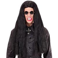 Halloween Pruik Zwart Lang Haar Vampier
