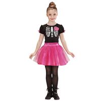 Halloween Jurk Zwart Roze Meisje Skelet