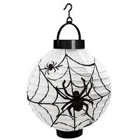 Halloween Lantaarn Zwart Wit Spinnenweb 20cm