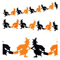 Halloween Slinger Zwart Oranje Heks 3m