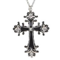 Halloween Ketting Zwart Zilver Kruis