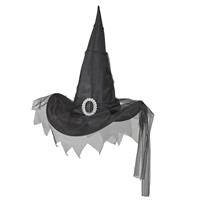 Halloween Heksenhoed Zwart Met Tule