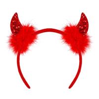 Halloween Haarband Rood Duivel Glitters
