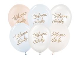 Hello Baby Ballonnen Blauw Wit 30cm 6st