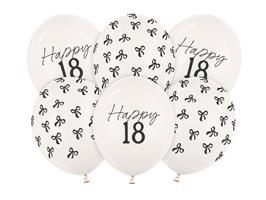 18 Jaar Ballonnen Zwart Wit Strik 30cm 6st